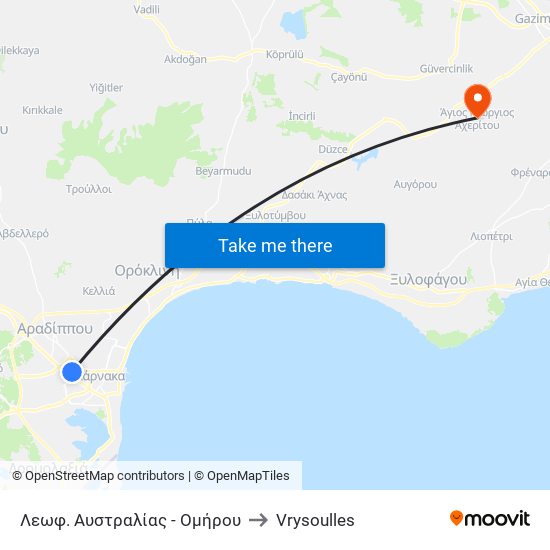 Λεωφ. Αυστραλίας - Ομήρου to Vrysoulles map