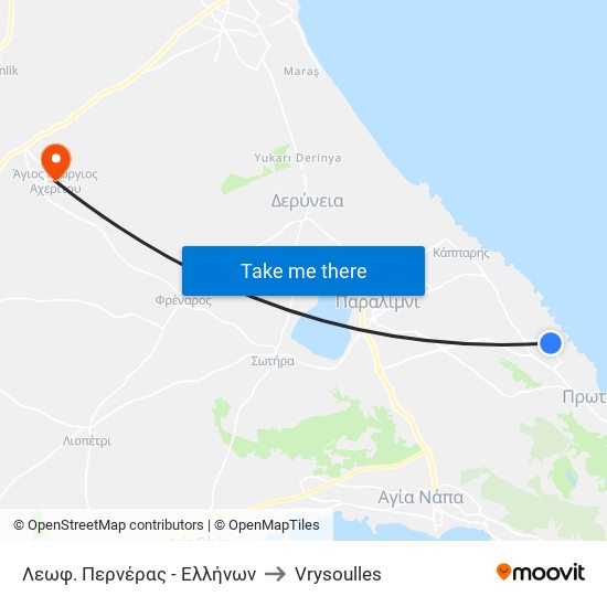 Λεωφ. Περνέρας - Ελλήνων to Vrysoulles map