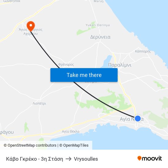 Κάβο Γκρέκο - 3η Στάση to Vrysoulles map