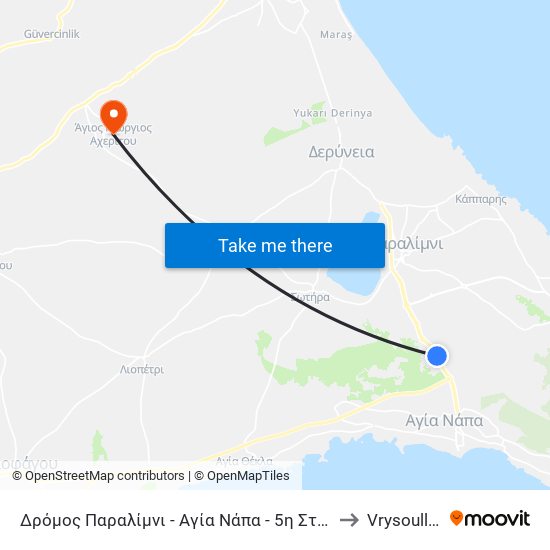 Δρόμος Παραλίμνι - Αγία Νάπα - 5η Στάση to Vrysoulles map