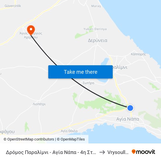 Δρόμος Παραλίμνι - Αγία Νάπα - 4η Στάση to Vrysoulles map