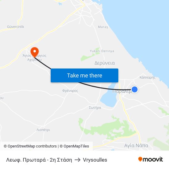 Λεωφ. Πρωταρά - 2η Στάση to Vrysoulles map