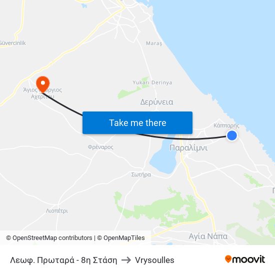 Λεωφ. Πρωταρά - 8η Στάση to Vrysoulles map