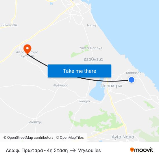 Λεωφ. Πρωταρά - 4η Στάση to Vrysoulles map