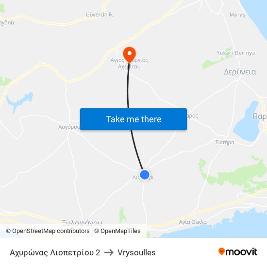 Αχυρώνας Λιοπετρίου 2 to Vrysoulles map