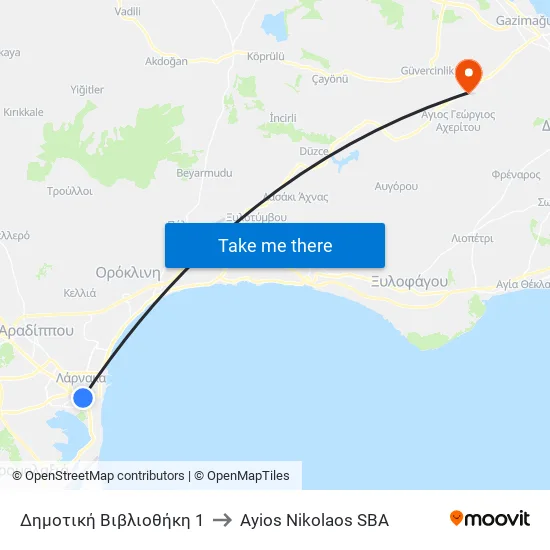 Δημοτική Βιβλιοθήκη 1 to Ayios Nikolaos SBA map