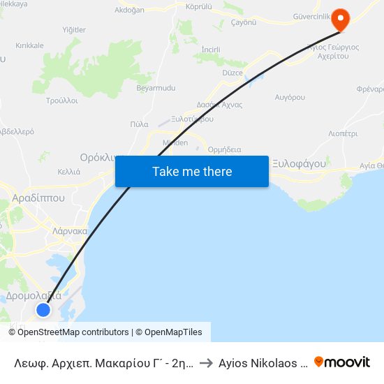 Λεωφ. Αρχιεπ. Μακαρίου Γ´ - 2η Στάση to Ayios Nikolaos SBA map