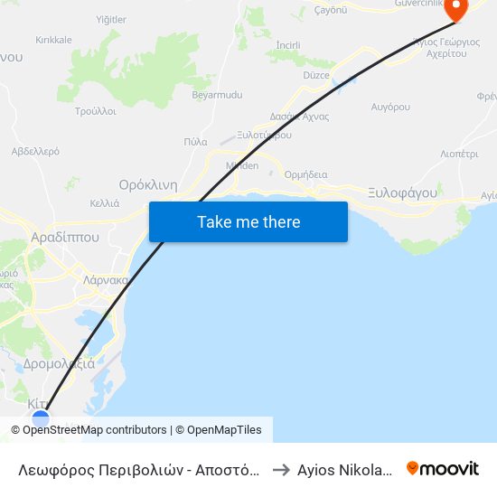 Λεωφόρος Περιβολιών - Αποστόλου Παύλου 1 to Ayios Nikolaos SBA map