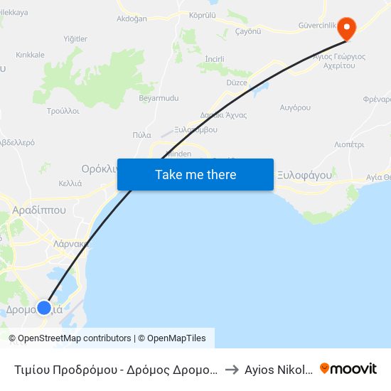 Τιμίου Προδρόμου - Δρόμος Δρομολαξιά - Αεροδρόμιο 2 to Ayios Nikolaos SBA map