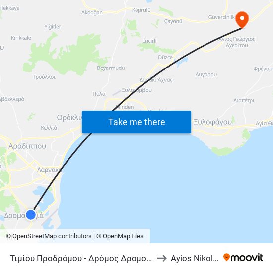 Τιμίου Προδρόμου - Δρόμος Δρομολαξιά - Αεροδρόμιο 1 to Ayios Nikolaos SBA map