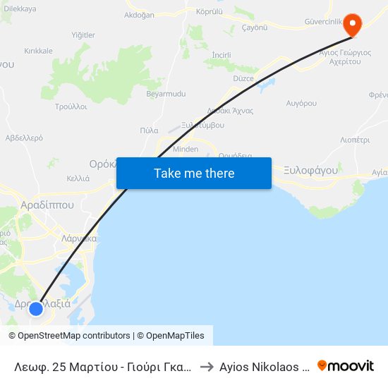 Λεωφ. 25 Μαρτίου - Γιούρι Γκαγκάριν to Ayios Nikolaos SBA map