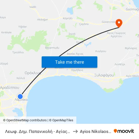 Λεωφ. Δημ. Παπανικολή - Αγίας Θέκλης to Ayios Nikolaos SBA map