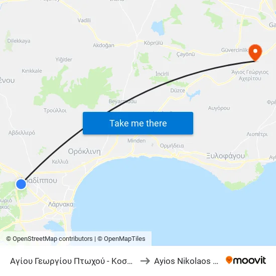 Αγίου Γεωργίου Πτωχού - Κοσμύρια to Ayios Nikolaos SBA map