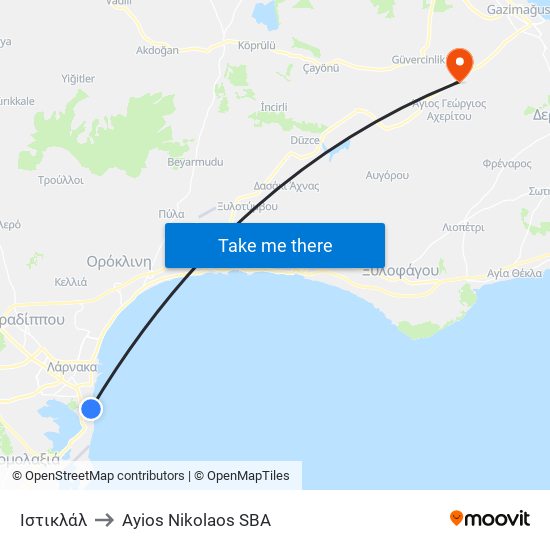Ιστικλάλ to Ayios Nikolaos SBA map
