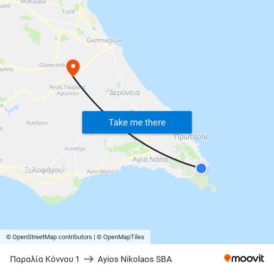 Παραλία Κόννου 1 to Ayios Nikolaos SBA map