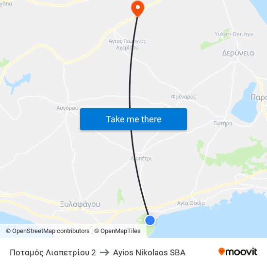 Ποταμός Λιοπετρίου 2 to Ayios Nikolaos SBA map