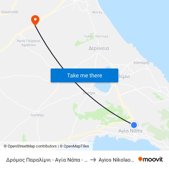 Δρόμος Παραλίμνι - Αγία Νάπα - 1η Στάση to Ayios Nikolaos SBA map