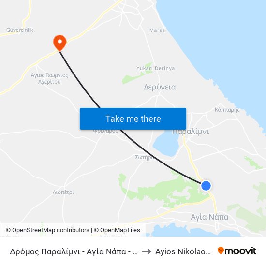 Δρόμος Παραλίμνι - Αγία Νάπα - 5η Στάση to Ayios Nikolaos SBA map