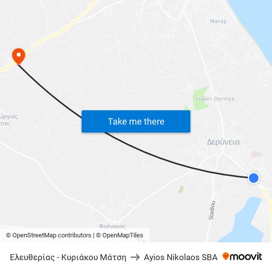 Ελευθερίας - Κυριάκου Μάτση to Ayios Nikolaos SBA map