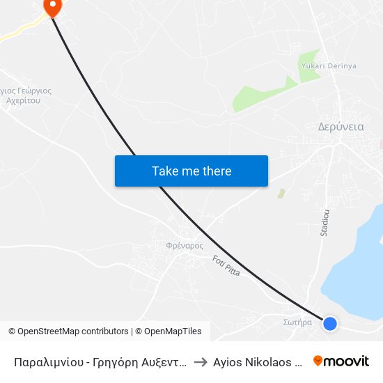 Παραλιμνίου - Γρηγόρη Αυξεντίου 1 to Ayios Nikolaos SBA map