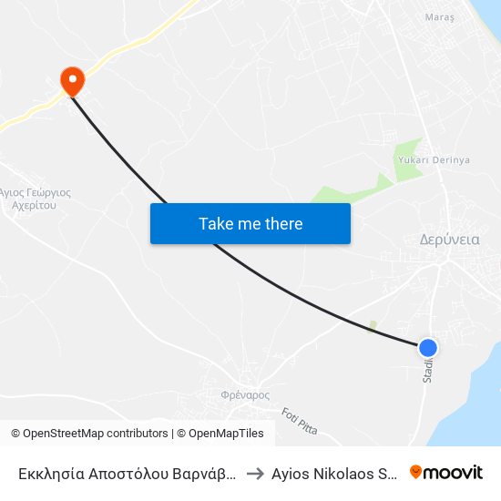 Εκκλησία Αποστόλου Βαρνάβα 1 to Ayios Nikolaos SBA map