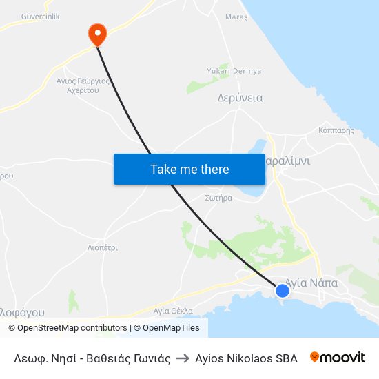 Λεωφ. Νησί - Βαθειάς Γωνιάς to Ayios Nikolaos SBA map