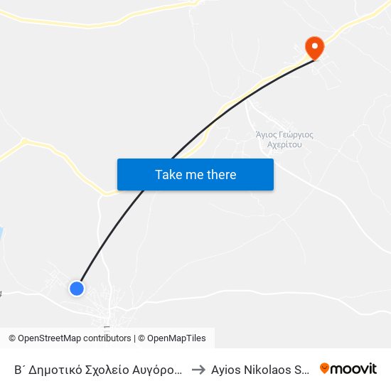 Β´ Δημοτικό Σχολείο Αυγόρου 2 to Ayios Nikolaos SBA map