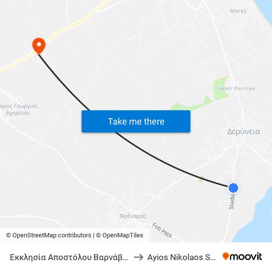 Εκκλησία Αποστόλου Βαρνάβα 2 to Ayios Nikolaos SBA map