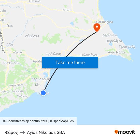 Φάρος to Ayios Nikolaos SBA map
