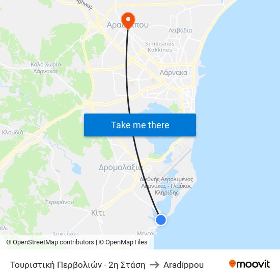 Τουριστική Περβολιών - 2η Στάση to Aradíppou map