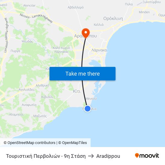 Τουριστική Περβολιών - 9η Στάση to Aradíppou map