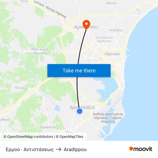 Ερμού - Αντιστάσεως to Aradíppou map