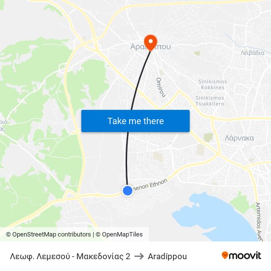 Λεωφ. Λεμεσού - Μακεδονίας 2 to Aradíppou map