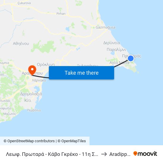Λεωφ. Πρωταρά - Κάβο Γκρέκο - 11η Στάση to Aradíppou map