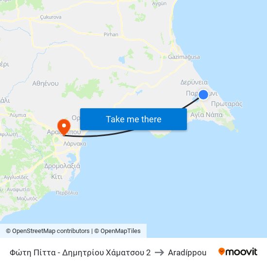 Φώτη Πίττα - Δημητρίου Χάματσου 2 to Aradíppou map