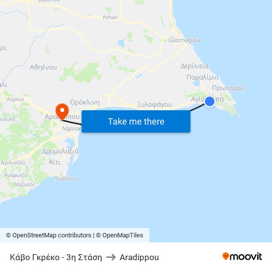 Κάβο Γκρέκο - 3η Στάση to Aradíppou map