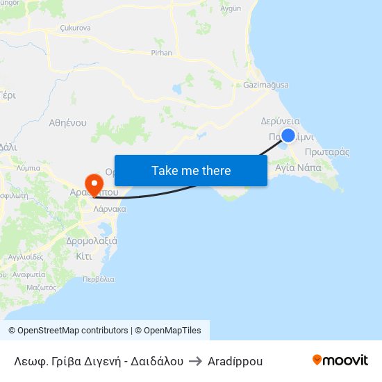 Λεωφ. Γρίβα Διγενή - Δαιδάλου to Aradíppou map