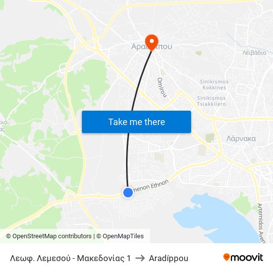 Λεωφ. Λεμεσού - Μακεδονίας 1 to Aradíppou map