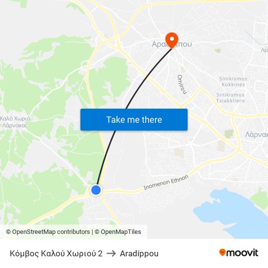 Κόμβος Καλού Χωριού 2 to Aradíppou map