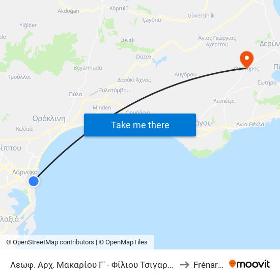 Λεωφ. Αρχ. Μακαρίου Γ' - Φίλιου Τσιγαρίδη 2 to Frénaros map