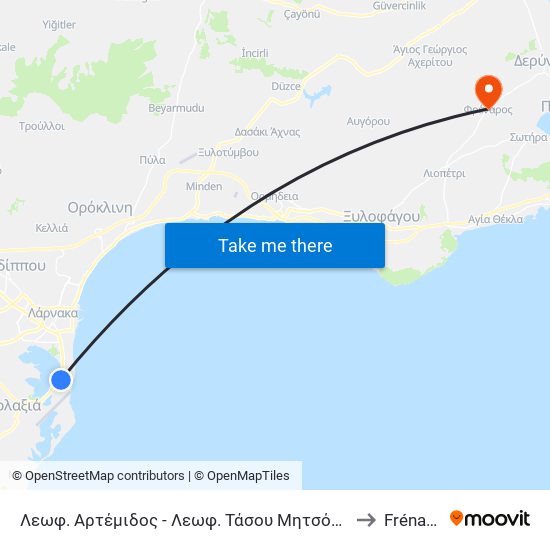 Λεωφ. Αρτέμιδος - Λεωφ. Τάσου Μητσόπουλου 1 to Frénaros map