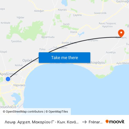 Λεωφ. Αρχιεπ. Μακαρίου Γ' - Κων. Κανάρη 2 to Frénaros map