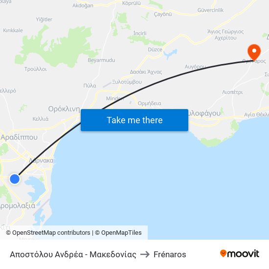 Αποστόλου Ανδρέα - Μακεδονίας to Frénaros map