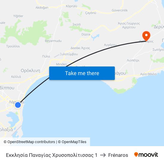 Εκκλησία Παναγίας Χρυσοπολίτισσας 1 to Frénaros map