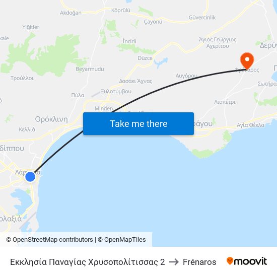 Εκκλησία Παναγίας Χρυσοπολίτισσας 2 to Frénaros map