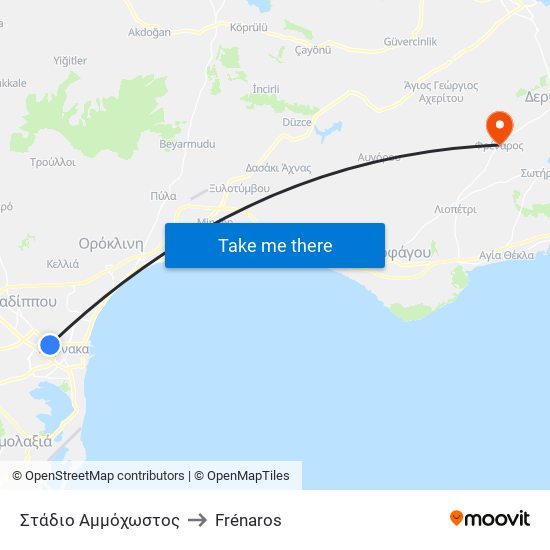 Στάδιο Αμμόχωστος to Frénaros map