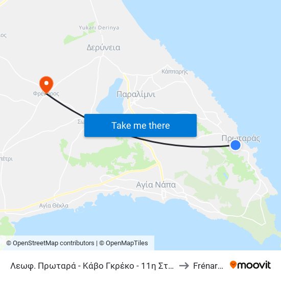 Λεωφ. Πρωταρά - Κάβο Γκρέκο - 11η Στάση to Frénaros map