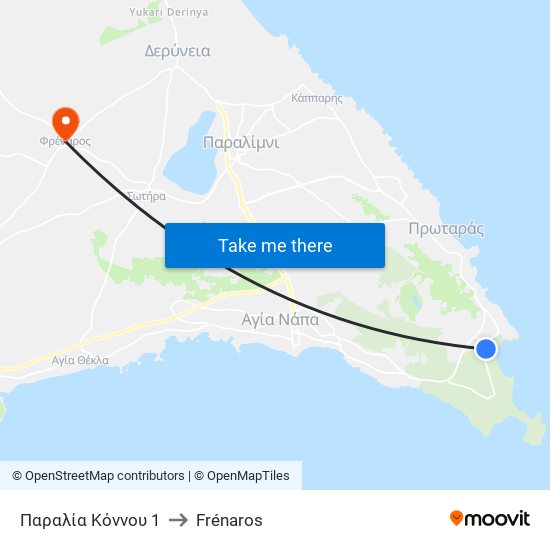 Παραλία Κόννου 1 to Frénaros map