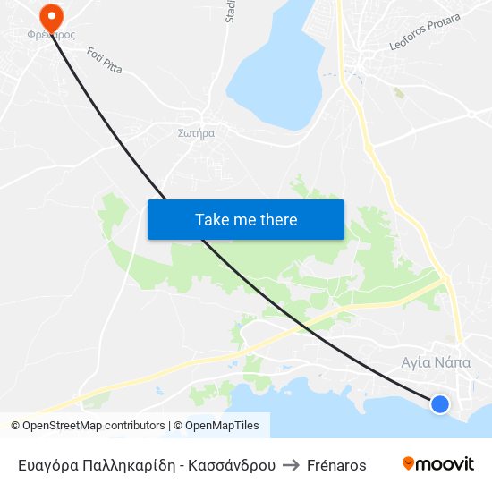 Ευαγόρα Παλληκαρίδη - Κασσάνδρου to Frénaros map