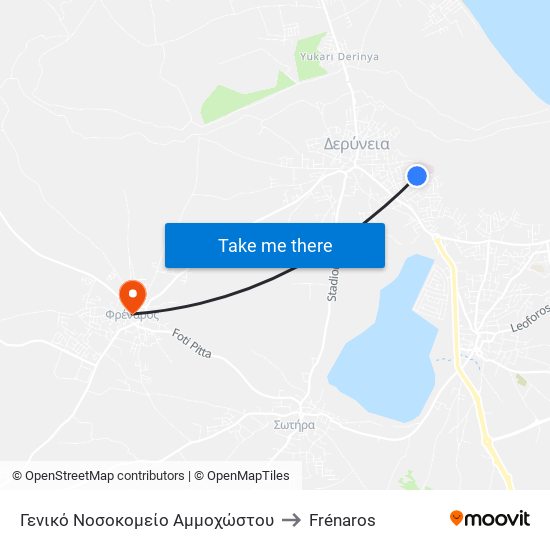 Γενικό Νοσοκομείο Αμμοχώστου to Frénaros map